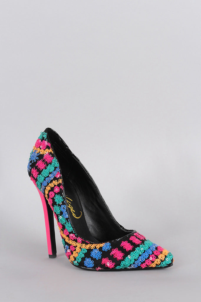 Privileged Neon Sequin Pointy Toe Stiletto Pump