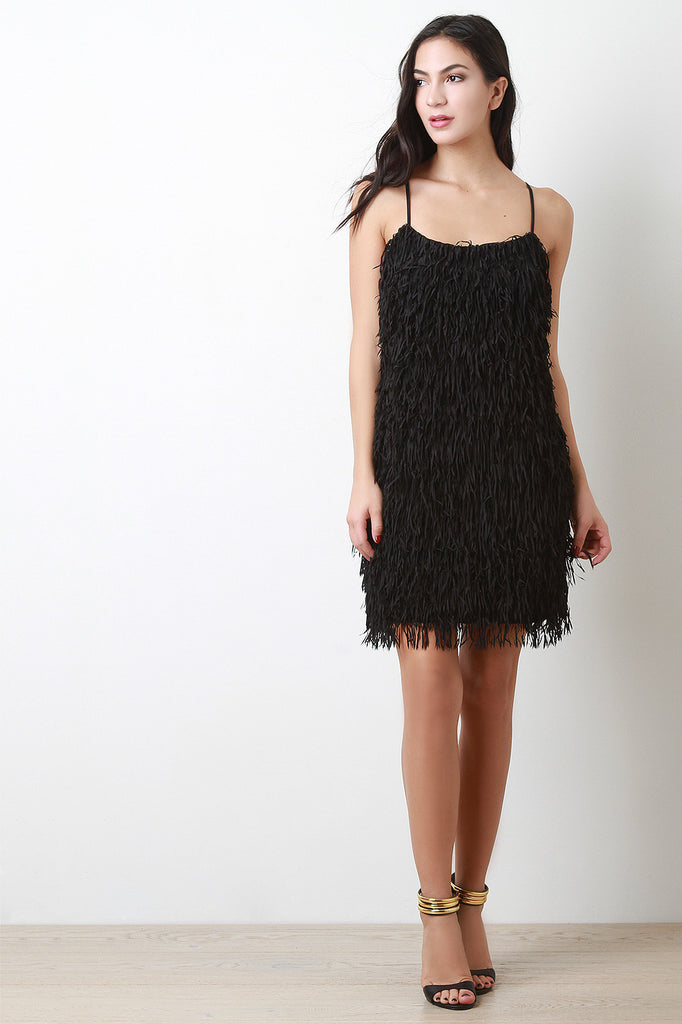 Fringed Spaghetti Strap Dress