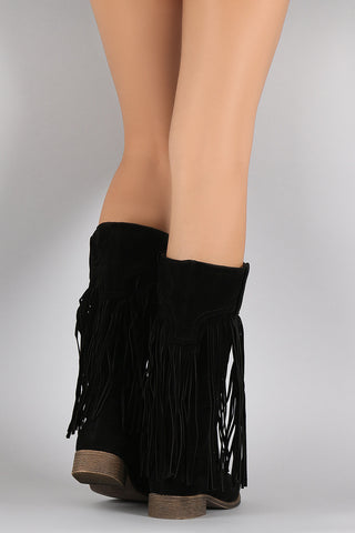 Liliana Suede Long Fringe Western Riding Boots