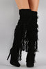 Velvet Layered Fringe Pointy Toe Over-The-Knee Stiletto Boots