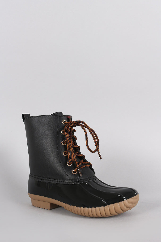 Round Toe Lace Up Duck Ankle Boots