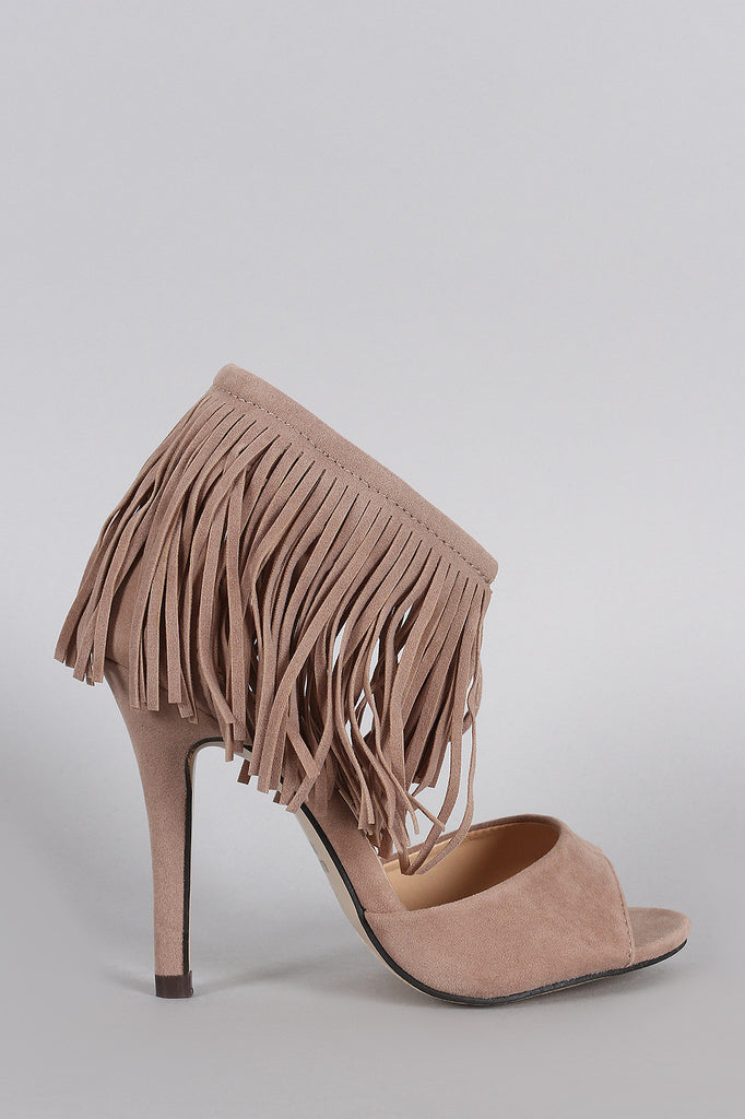 Fringe Cuff and Tassel Open Toe Heel