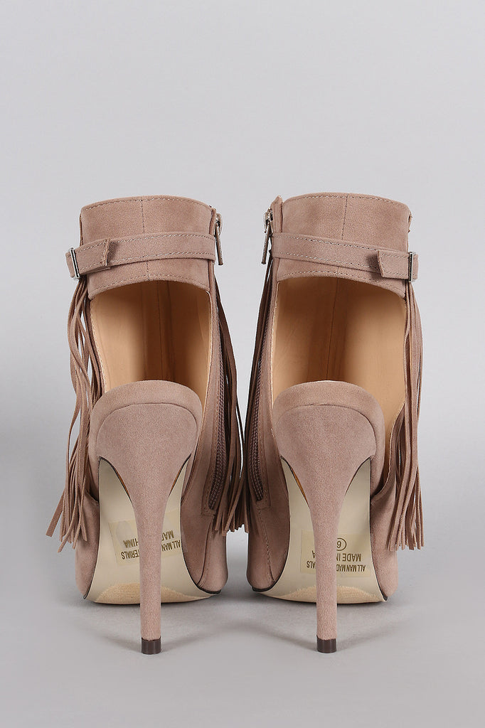 Fringe Peep Toe Stiletto Mule