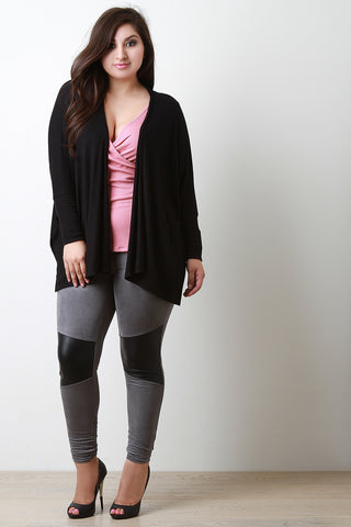 Dolman Sleeves Draped Open Front Cardigan