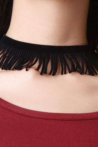 Boho Fringe Trim Choker