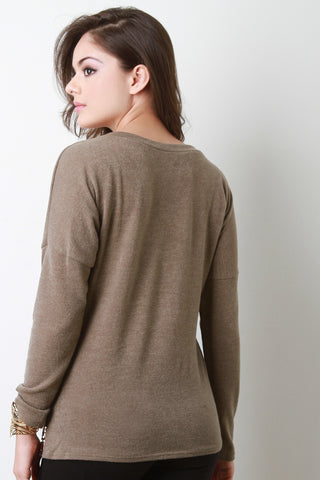 Sequin Panel Long Sleeve Top