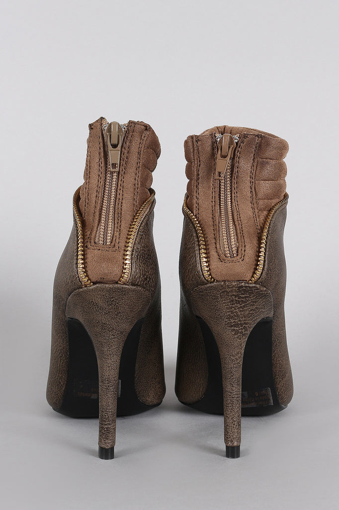 Wild Diva Lounge Pointy Toe Zipper Edge Stiletto Booties