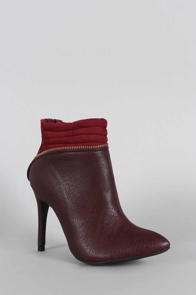 Wild Diva Lounge Pointy Toe Zipper Edge Stiletto Booties