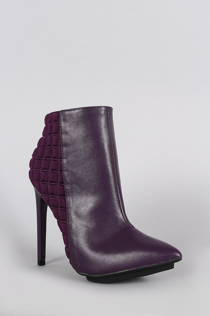 Checker Embossed Pointy Toe Stiletto Booties