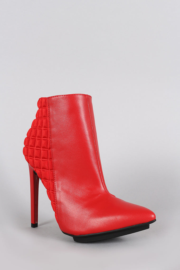 Checker Embossed Pointy Toe Stiletto Booties