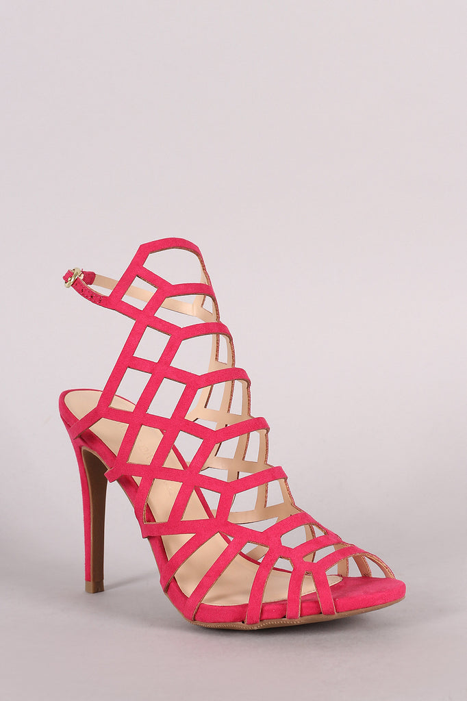 Wild Diva Lounge Caged Peep Toe Stiletto Heel