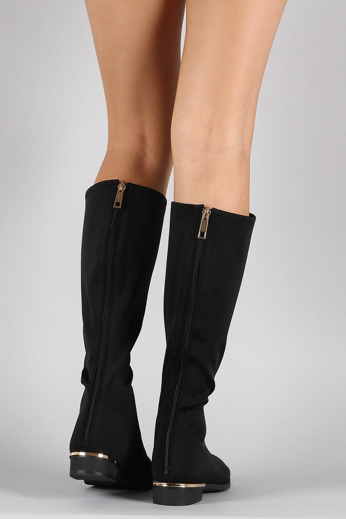 Liliana Lycra Metallic Accent Knee High Boot