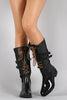 Double Buckled Strap Lace Up Rain Boots
