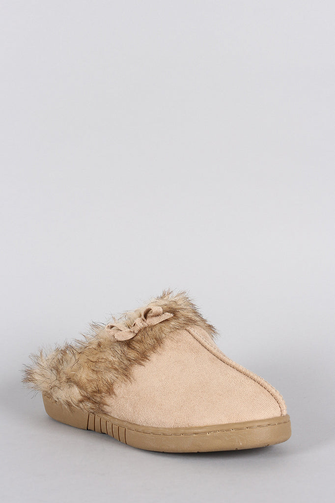 Suede Faux Fur Slip On Clog