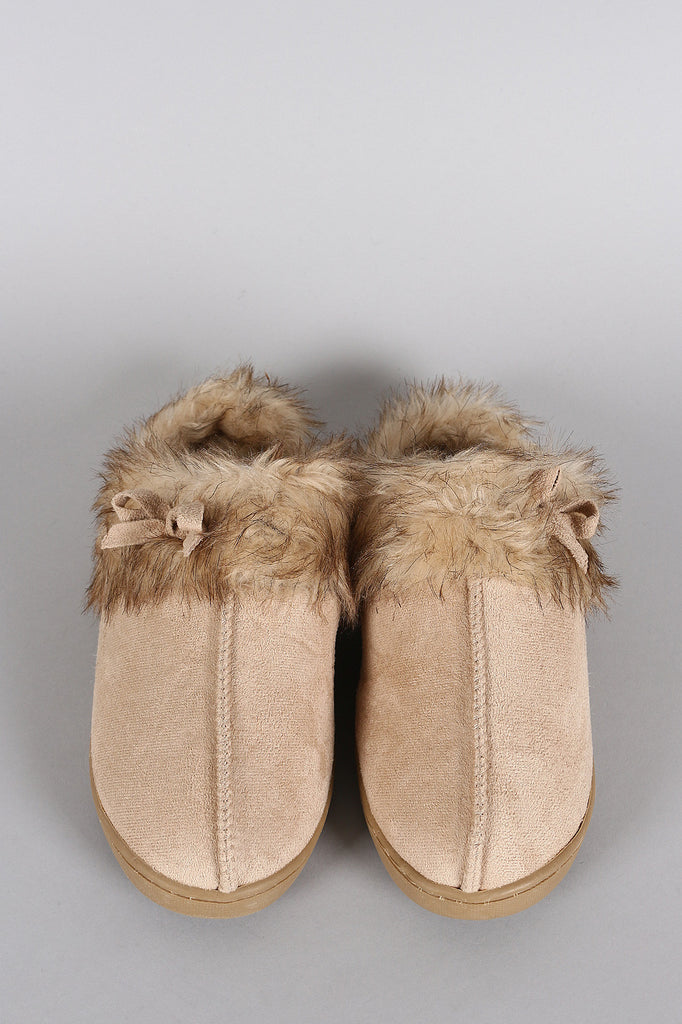 Suede Faux Fur Slip On Clog