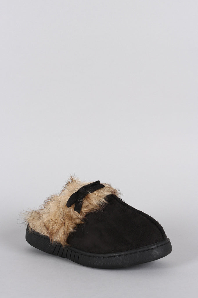 Suede Faux Fur Slip On Clog