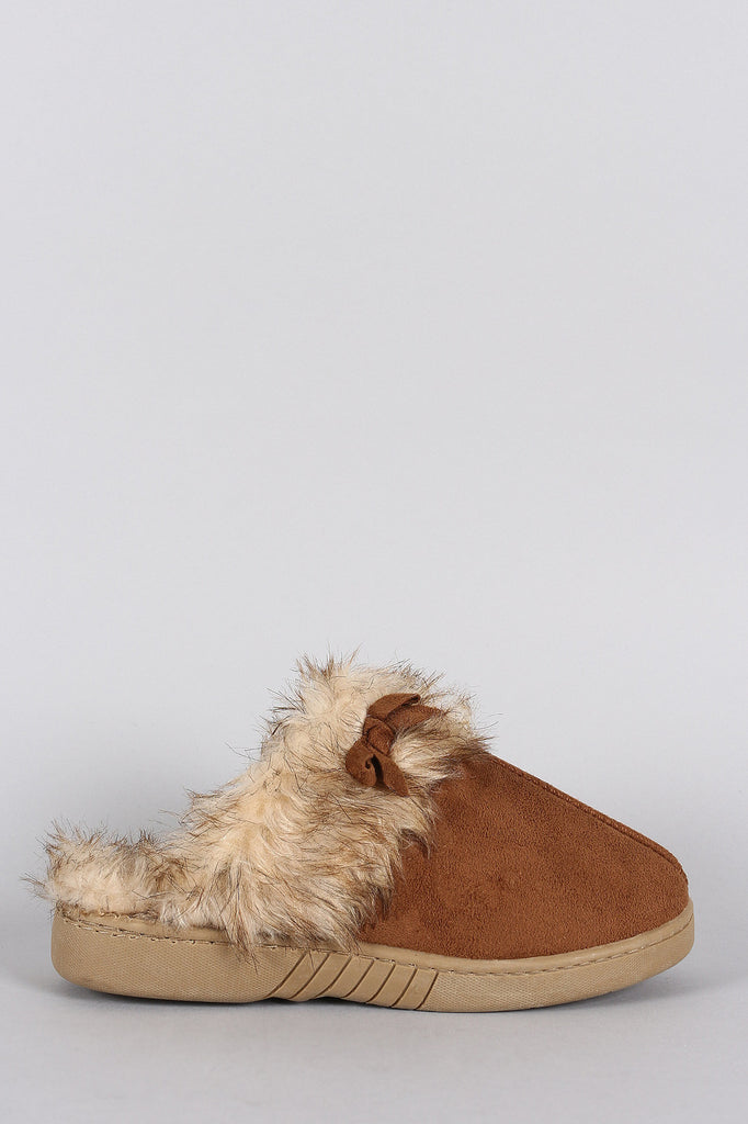 Suede Faux Fur Slip On Clog