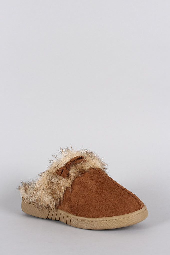 Suede Faux Fur Slip On Clog