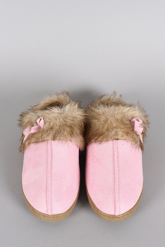 Suede Faux Fur Slip On Clog