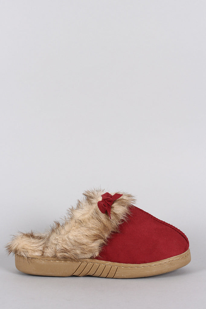 Suede Faux Fur Slip On Clog