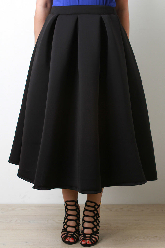 Scuba Box Pleated A-Line Skirt