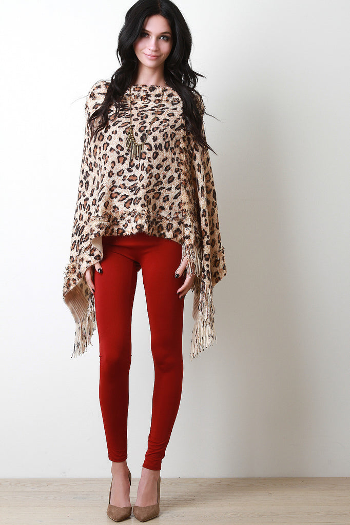 Leopard Spot Fringe Poncho