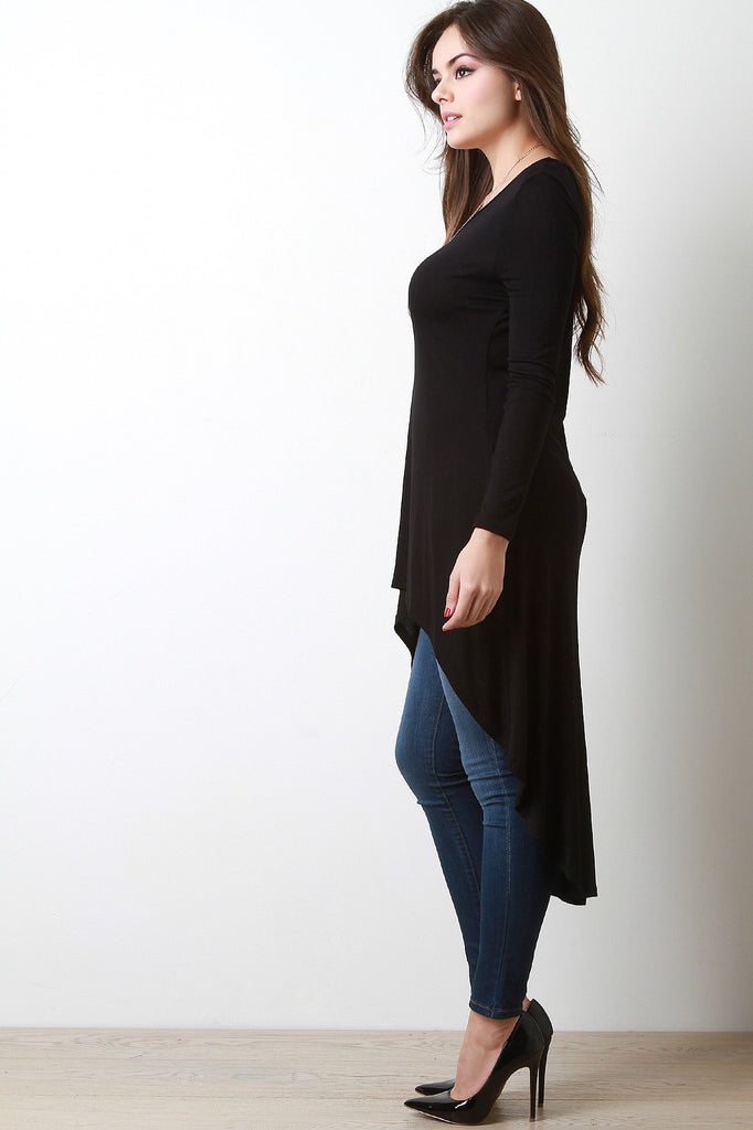 Jersey Knit High Low Vent Slit Top