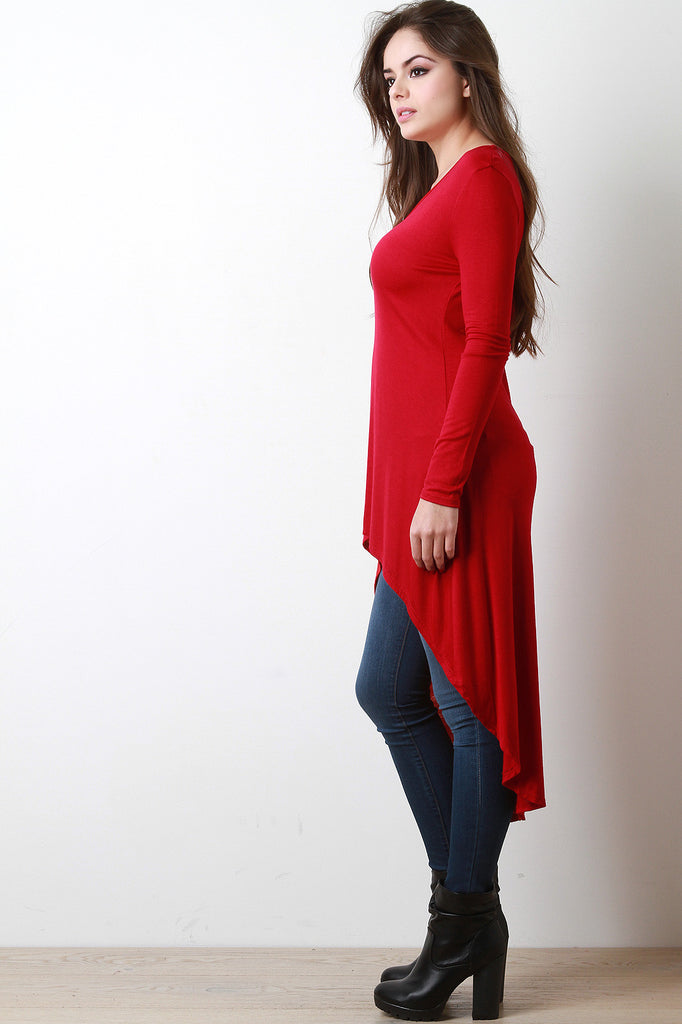 Jersey Knit High Low Vent Slit Top