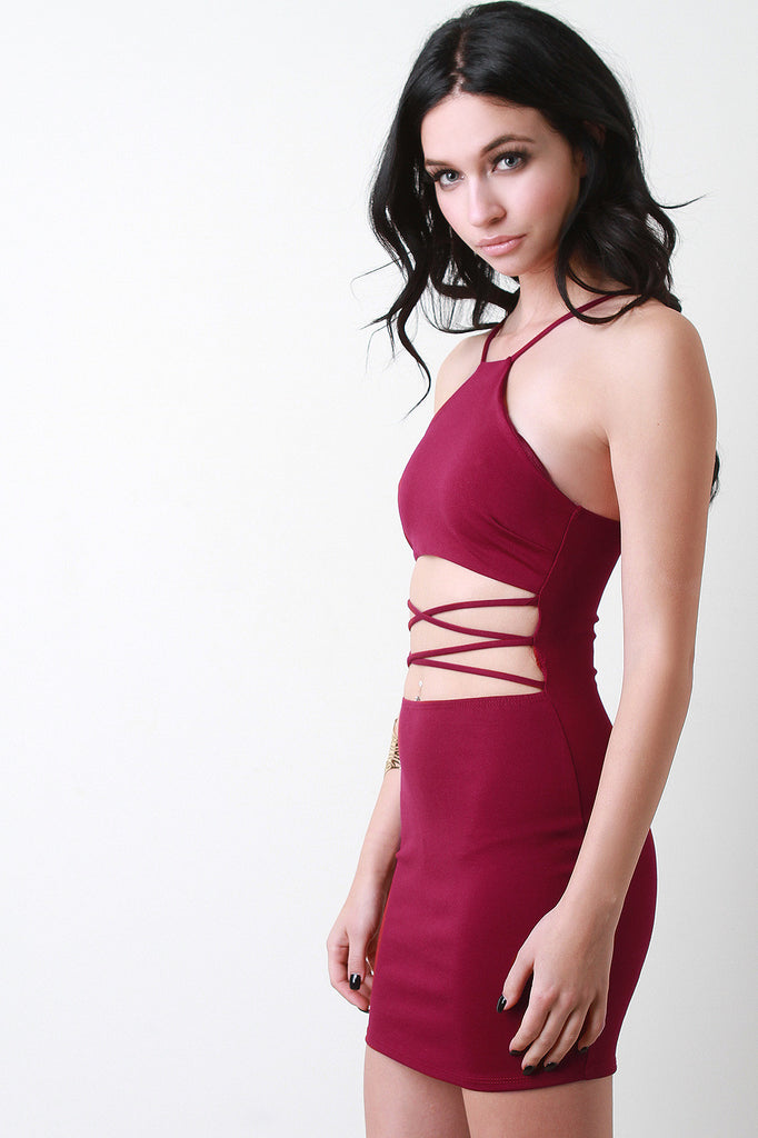 Strappy Midriff Sleeveless Mini Dress