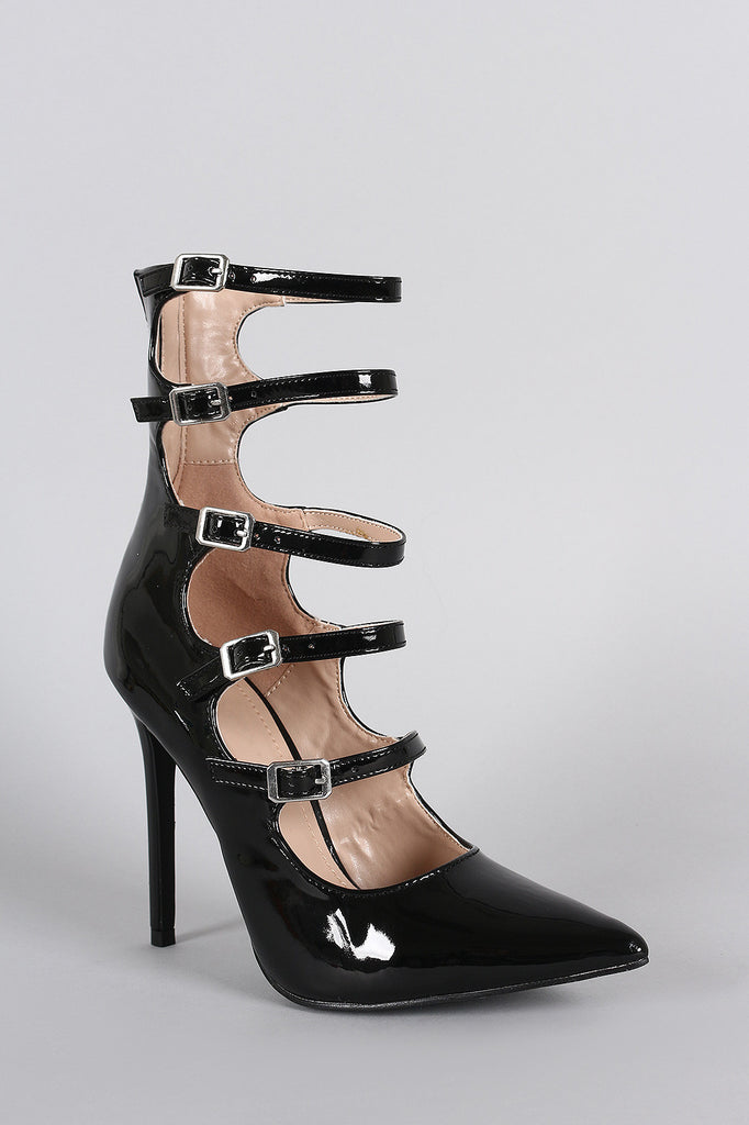 Shoe Republic LA Strappy Buckled Pointy Toe Stiletto Pump