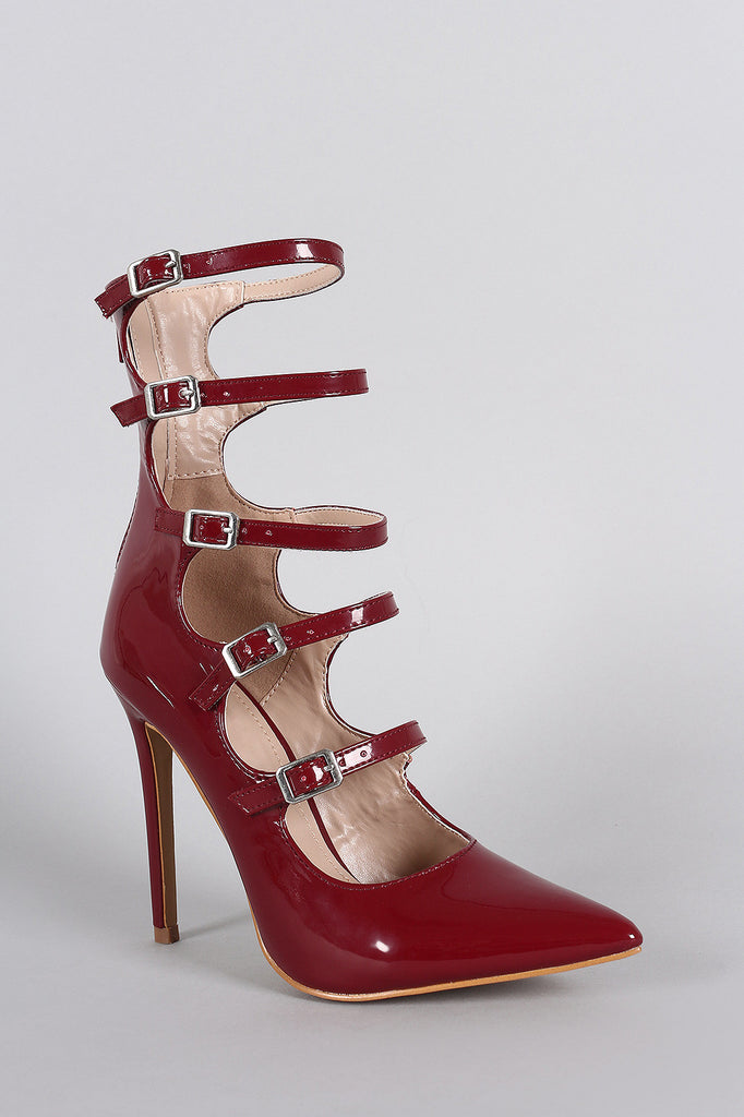 Shoe Republic LA Strappy Buckled Pointy Toe Stiletto Pump