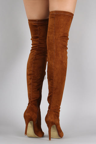 Suede Pointy Toe Stiletto Over-The-Knee Boots