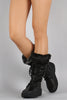 Faux Fur Cuff Lace Up Nylon Snow Boots