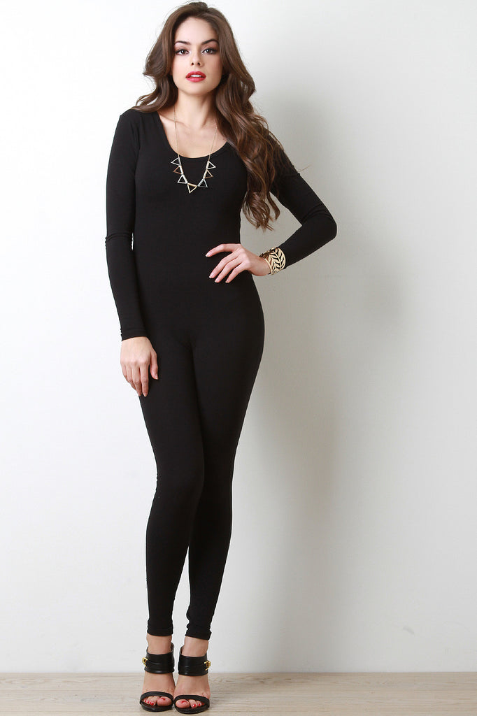 Long Sleeve Jersey Knit Leotard Jumpsuit