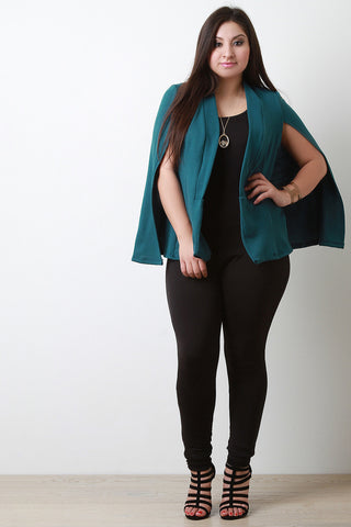 Open Front Batwing Cape Blazer