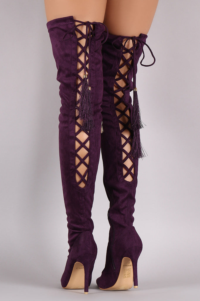 Dark purple clearance thigh high boots