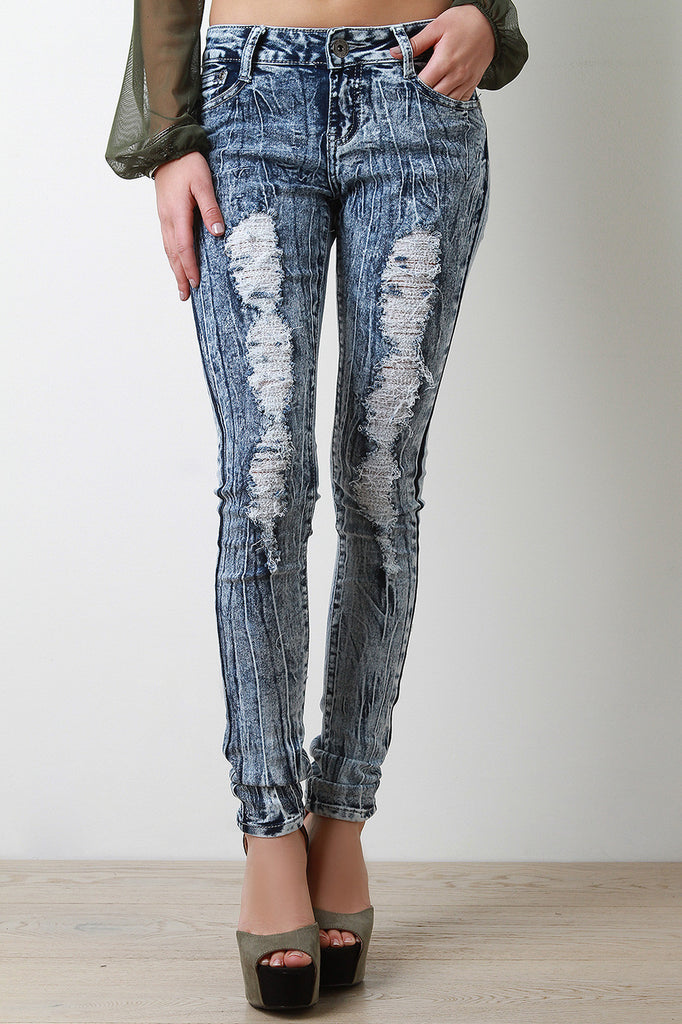 Frontrunner Acid Wash Distressed Denim Skinny Jeans