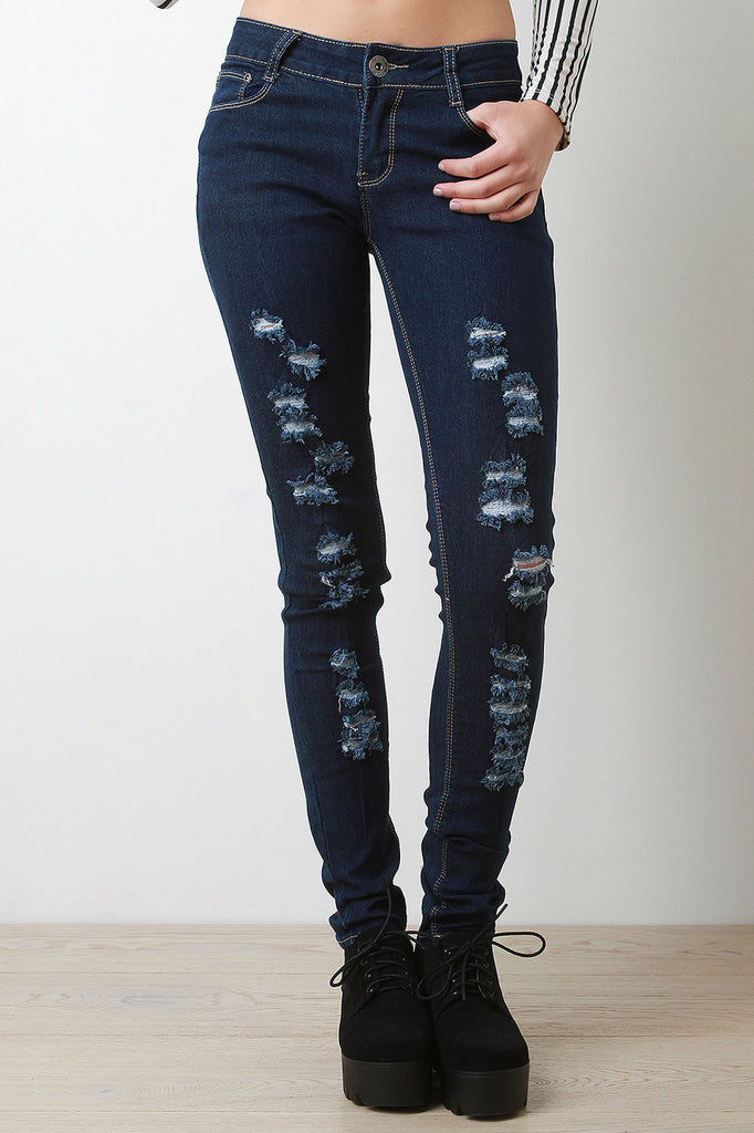 Patchy Record Denim Skinny Jeans