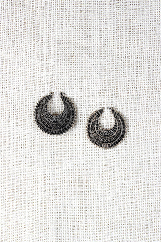 Tribal Crescent Disk Earrings