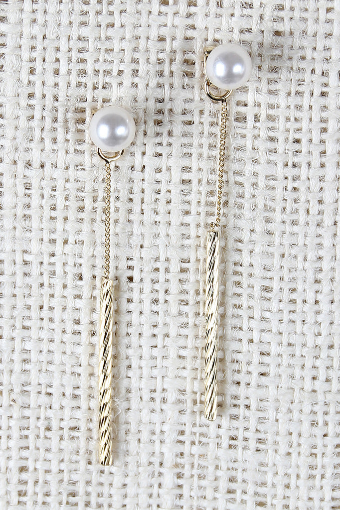 Pearl And Bar Drop Jacket Earrings