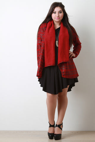 Plaid Print Open Front Cardigan