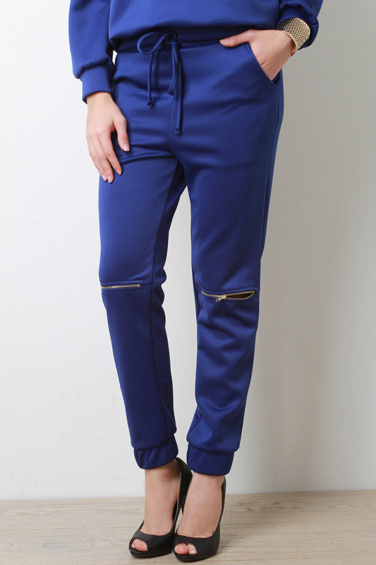 Zipper Pocket Jersey Knit Jogger Pants