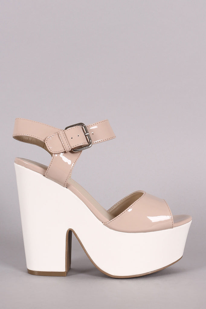 Wild Diva Lounge Buckled Ankle Strap Chunky Platform Heel