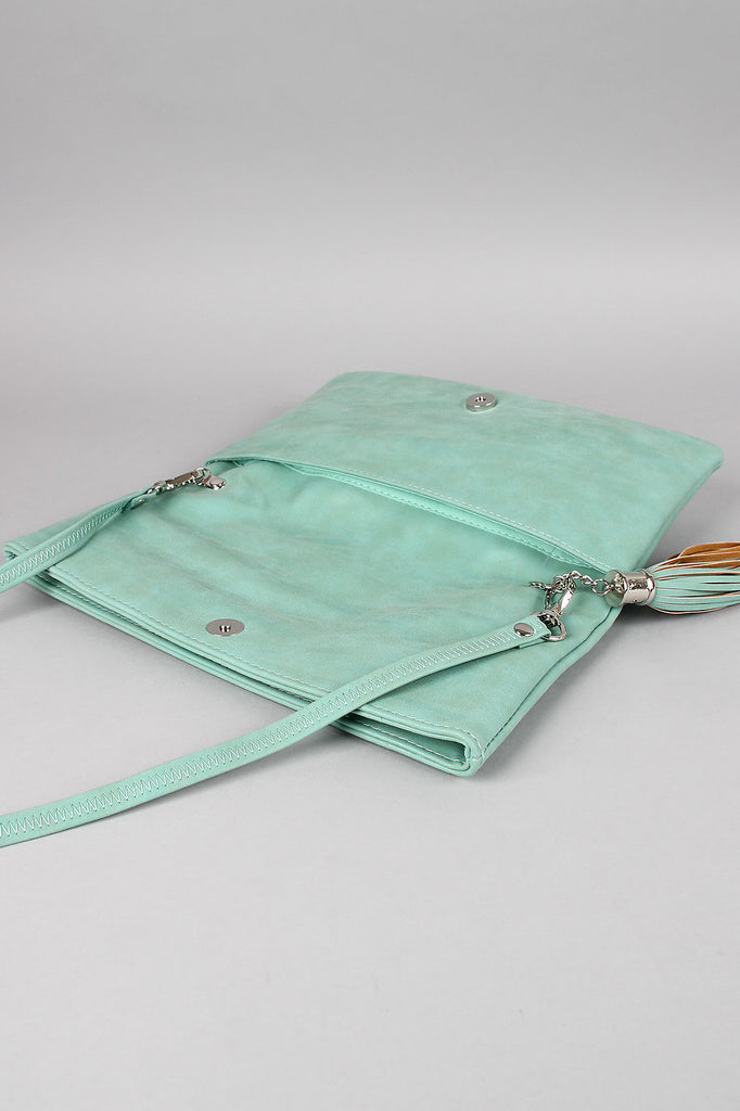 Tassel Double Stitched Crossbody Bag