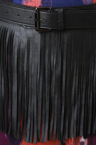 Vegan Leather Fringe Buckle Belt