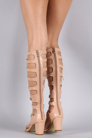 Corset O-Ring Lace-Up Gladiator Chunky Heel