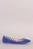 Wild Diva Lounge Suede Pyramid Studded Pointy Toe Ballet Flat