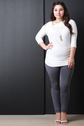 Asymmetrical Three Quarter Sleeves Top