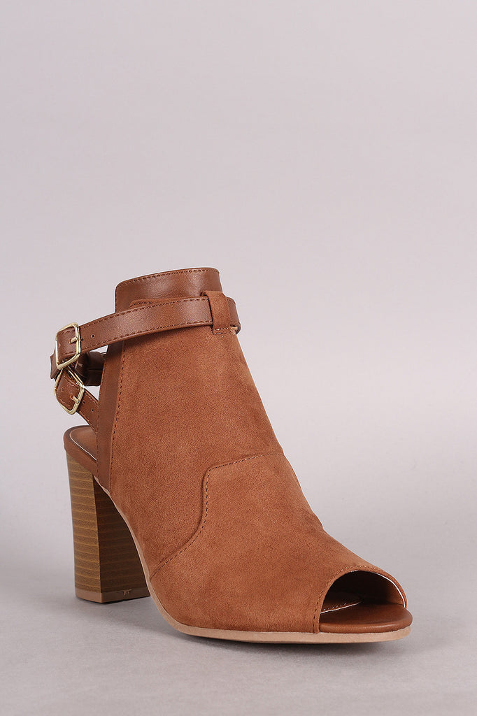 Qupid Back Straps Peep Toe Booties