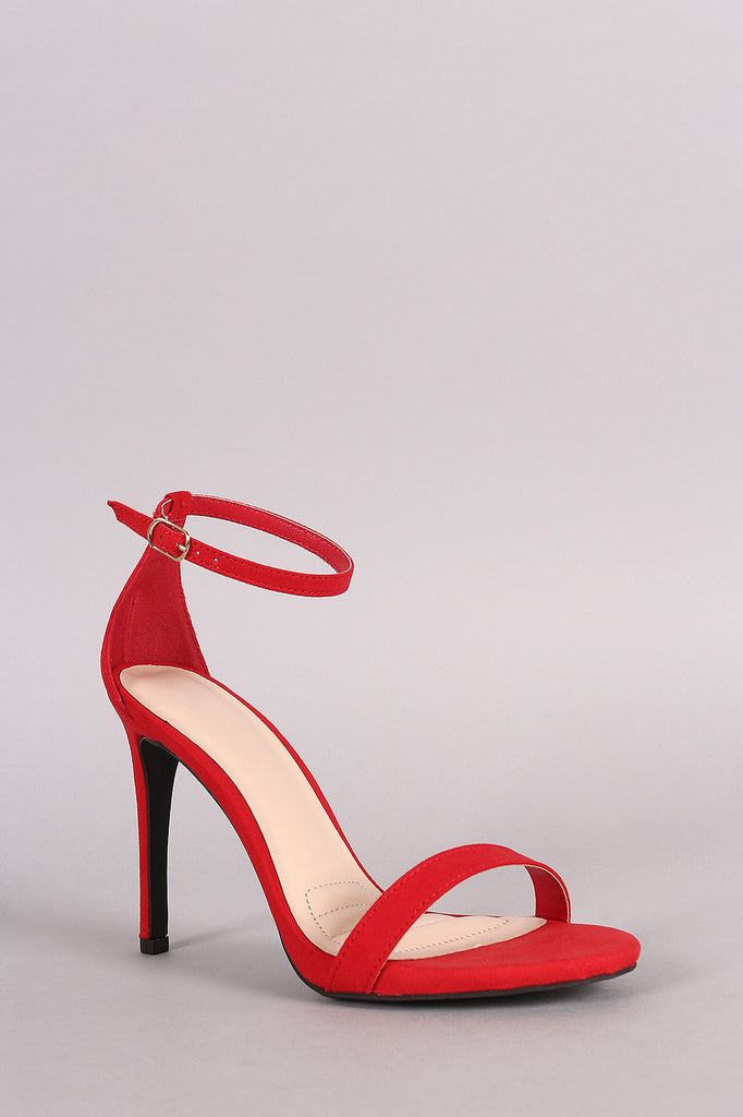 Anne Michelle Suede Ankle Strap Open Toe Stiletto Heel